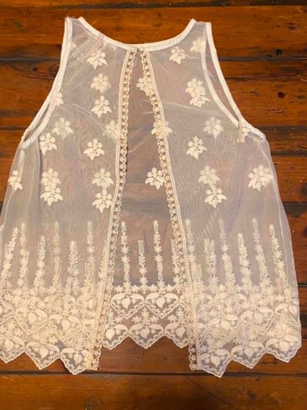 MAUVE Women’s Cream Mesh/Lace Kimona, Size M